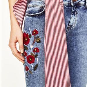 Embroidered Floral Jeans